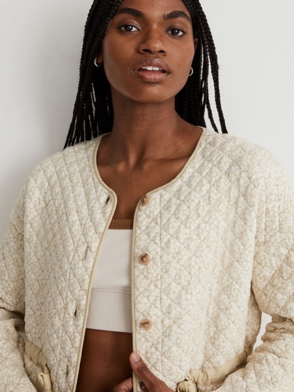 BOGO! Madewell Quilted Jacquard Jacket in Daisy Blooms Green Size Medium - Picture 11 of 11